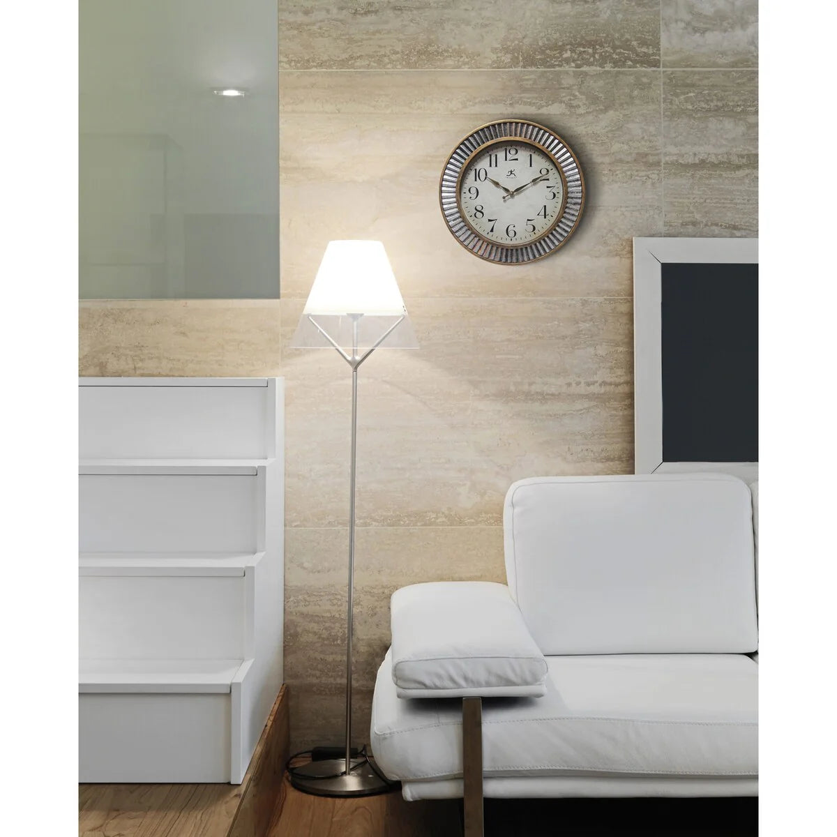 Rustic Industrial Round Wall Clock 16 Inch Brushed Gold And Silver