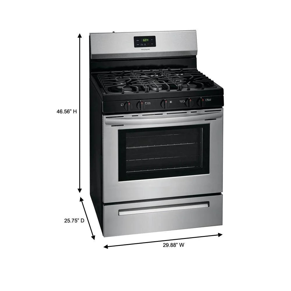 Frigidaire 30 in 5 Burner Freestanding Gas Range In Stainless Steel - FCRG3052AS