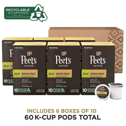 Peet's Coffee Decaf Especial Medium Roast K-Cup Pods, 60 Count - 511877