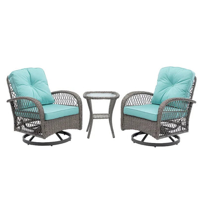3-Piece Outdoor Swivel Rocker Patio Conversation Set - 360 Degree