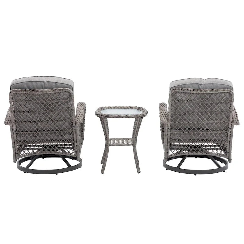 3-Piece Outdoor Swivel Rocker Patio Conversation Set - 360 Degree