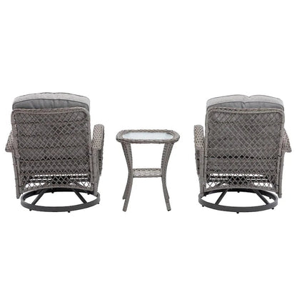 3-Piece Outdoor Swivel Rocker Patio Conversation Set - 360 Degree