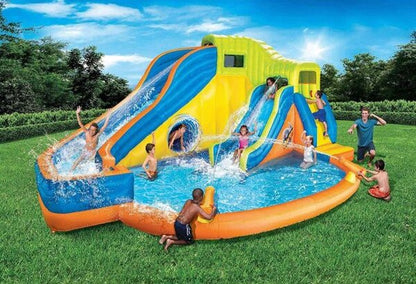 BANZAI Pipeline Twist Kids Inflatable Aqua Splash Park With Slides