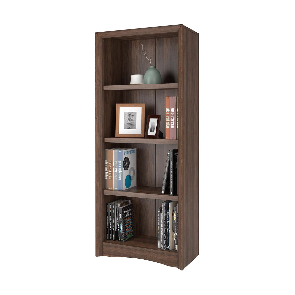 CorLiving Quadra Brown Engineered Wood Tall Adjustable 4-Shelf Vertical Bookcase