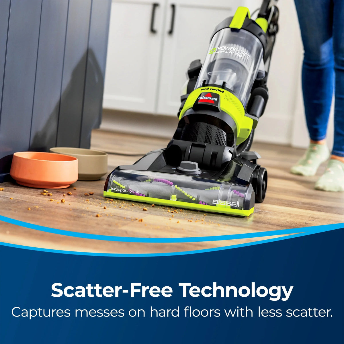 BISSELL PowerForce Helix Rewind Pet Deluxe Bagless Upright Vacuum, Green - 3335