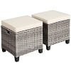 Costway 2-Piece Patio Rattan Cushioned Ottoman Set, 16 x 16 x 18 in, Turquoise