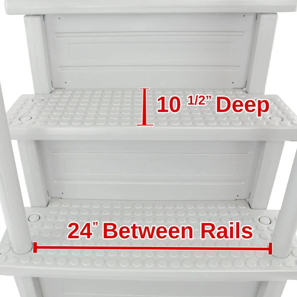 Aqua Select Anti-Slip In-Pool Steps, Gray, 28in W x 81in H, 300 lbs Capacity - For Above Ground Pools