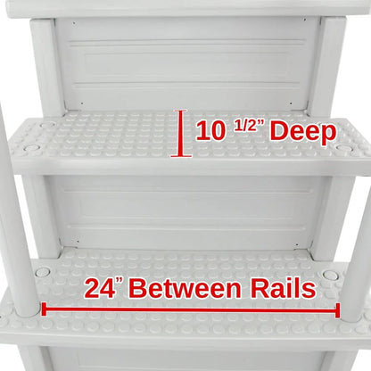 Aqua Select Anti-Slip In-Pool Steps, Gray, 28in W x 81in H, 300 lbs Capacity - For Above Ground Pools