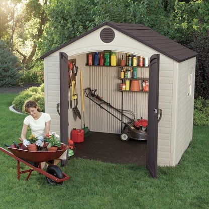 Plastic Storage Shed, Desert Sand, 8 Ft W X 7 Ft 4 In D