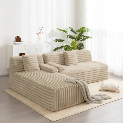 Cloud Modular Sectional Sofa L-Shaped Upholstered Couch With 2 Throw Pillows