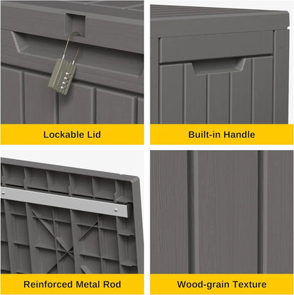 EAST OAK 230 Gallon Resin Deck Box, Grey - DB23005