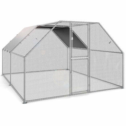 Dextrus Metal Chicken Coop With Waterproof Cover And Wire Mesh, 13.1 x 9.8 x 6.4 ft