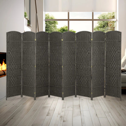 Freestanding Folding Woven Fiber Room Divider Privacy Screen - 6 Ft Tall