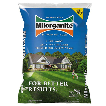 Milorganite Slow-Release Nitrogen Lawn Fertilizer, 32 lb