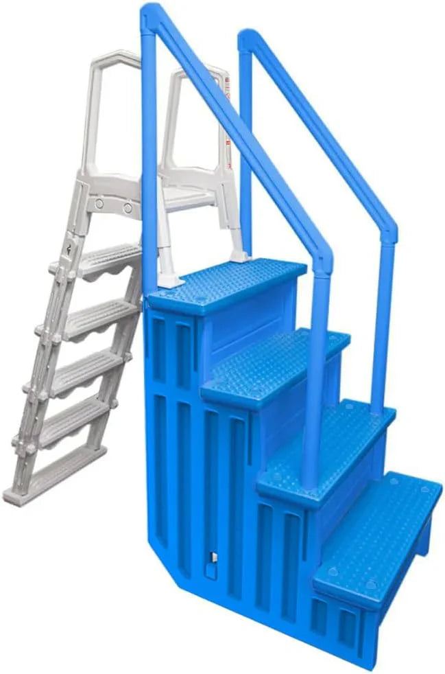 Aqua Select Anti-Slip In-Pool Steps, Gray, 28in W x 81in H, 300 lbs Capacity - For Above Ground Pools