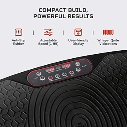 LifePro Compact Vibration Plate Exercise Machine With Workout Bands, Black - Waver Mini
