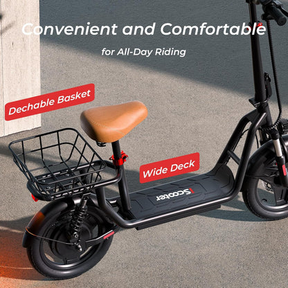 iScooter Electric Scooter With Seat, 500W, 21 Miles, 15.6 mph - i12