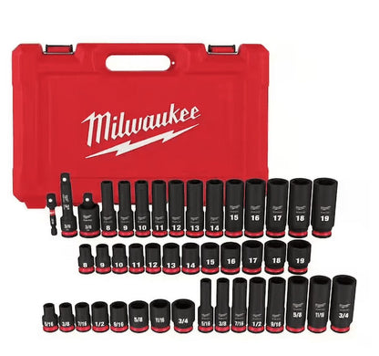 Milwaukee SHOCKWAVE 3/8 in. Drive SAE And Metric 6 Point Impact Socket Set, 43-Piece