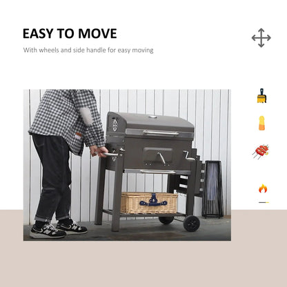 Outsunny Charcoal BBQ Grill, Gray, 45.25 in L x 22 in W x 42.5 in H - 846-013