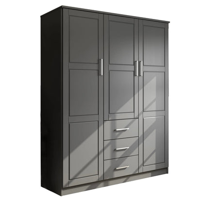 Palace Imports Solid Wood 3-Door Wardrobe Armoire, 56 inch - Cosmo