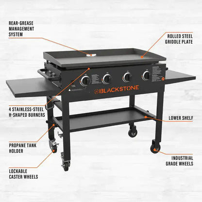 Blackstone 4-Burner 36 in Griddle Cooking Station With Side Shelves
