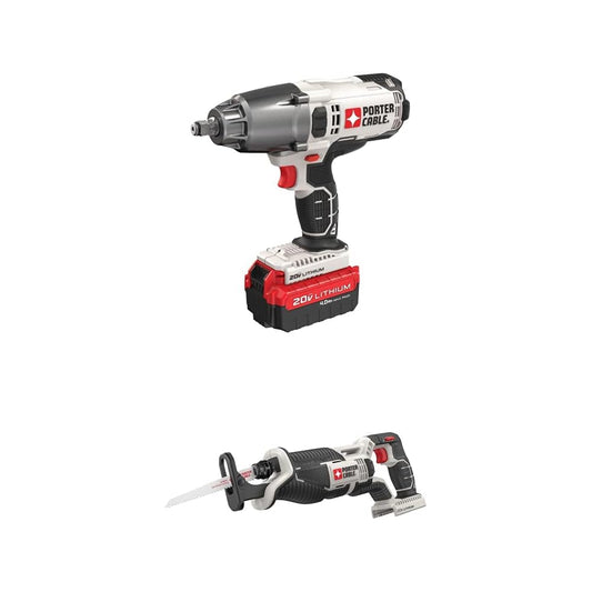 PORTER-CABLE 20V MAX 1/2-Inch Impact Wrench And Reciprocating Saw Combo Kit