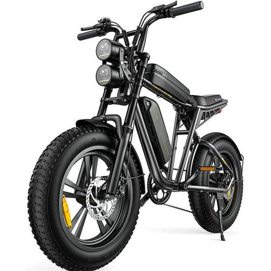 Retro-Style Adult Electric Bike, 1000W, 28 Mph, 94 Miles Range, 20in x 4.0in Fat Tires, Full Suspension - M20