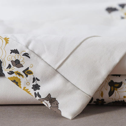 Medallion Damask Printed Cotton Room Darkening Curtain Panel, 1 Piece, 50 in W x 84/96/108/120 in L