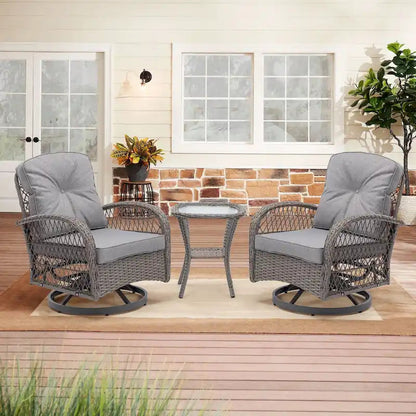 3-Piece Outdoor Swivel Rocker Patio Conversation Set - 360 Degree