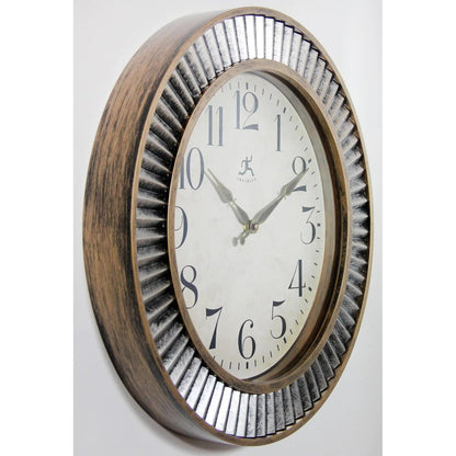 Rustic Industrial Round Wall Clock 16 Inch Brushed Gold And Silver