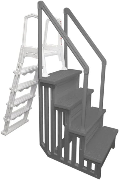 Aqua Select Anti-Slip In-Pool Steps, Gray, 28in W x 81in H, 300 lbs Capacity - For Above Ground Pools