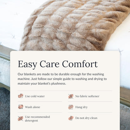 Minky Couture Hugs Extra Plush Stretchy Bubbled Throw Blanket - Travel, Milk Chocolate