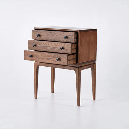 Walnut Ash Wood Chest Cabinet With 3 Drawers, 23.6 x 14.2 x 31.5 in