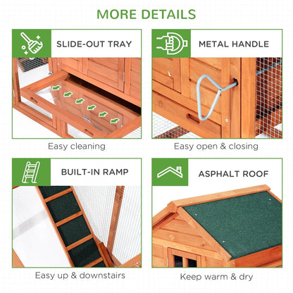 Pawhut Wooden Chicken Coop With Double Nesting Boxes And Outdoor Run
