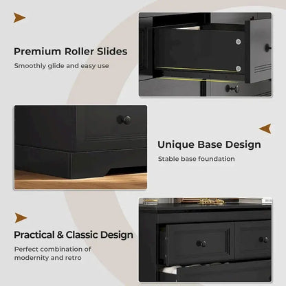 10-Drawer Wooden Dresser - Tall Chest Of Drawers