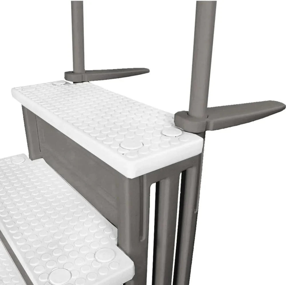 Aqua Select Anti-Slip In-Pool Steps, Gray, 28in W x 81in H, 300 lbs Capacity - For Above Ground Pools