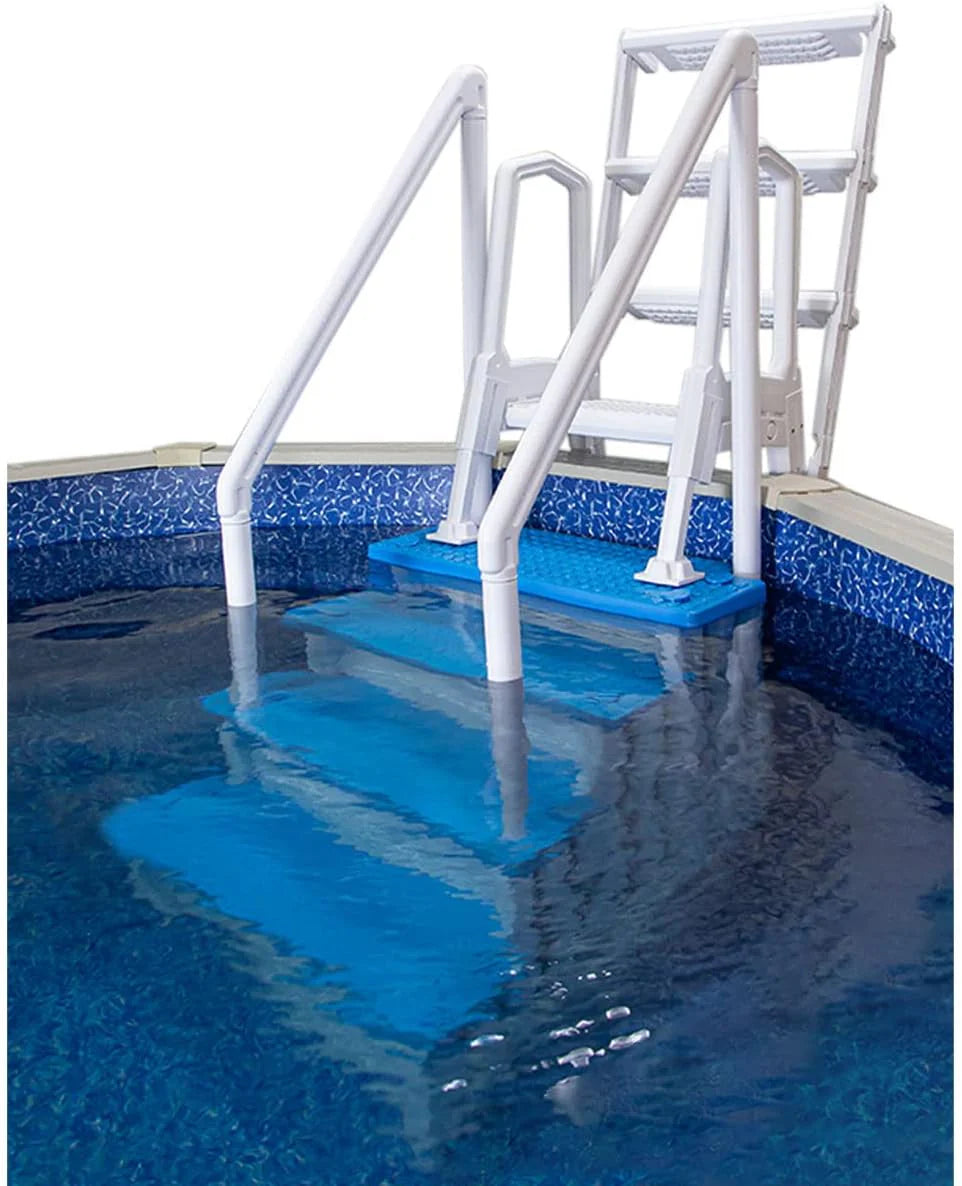 Aqua Select Anti-Slip In-Pool Steps, Gray, 28in W x 81in H, 300 lbs Capacity - For Above Ground Pools