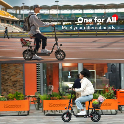 iScooter Electric Scooter With Seat, 500W, 21 Miles, 15.6 mph - i12