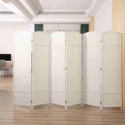 Freestanding Folding Woven Fiber Room Divider Privacy Screen - 6 Ft Tall