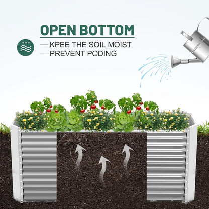 Land Guard Galvanized Raised Garden Bed 8x4x3ft, Classic Silver