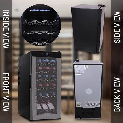 NutriChef Digital Electric Thermoelectric Wine Chiller Cooler, 18 Bottle, Black