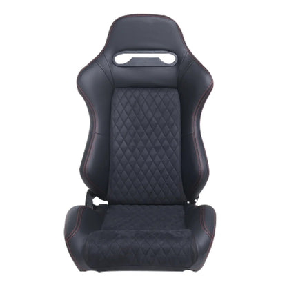 Racing Seats With Double Slider, PVC And Suade Material, Black - Set Of 2 Pieces