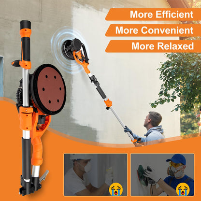 1000W Electric Drywall Sander With 4.9 Ft To 6.2 Ft Extension Pole And 15 Sanding Discs