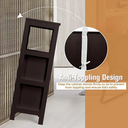 Freestanding Wooden Bathroom Storage Cabinet With 2 Adjustable Drawers - Gray