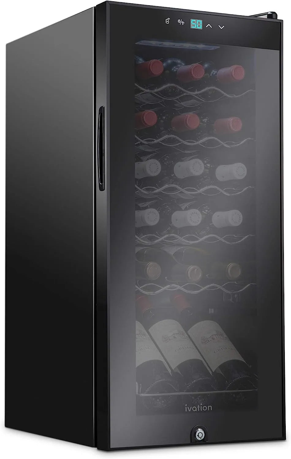 18 Bottle Compressor Wine Cooler Refrigerator With Lock, 41F-64F Digital Temperature Control