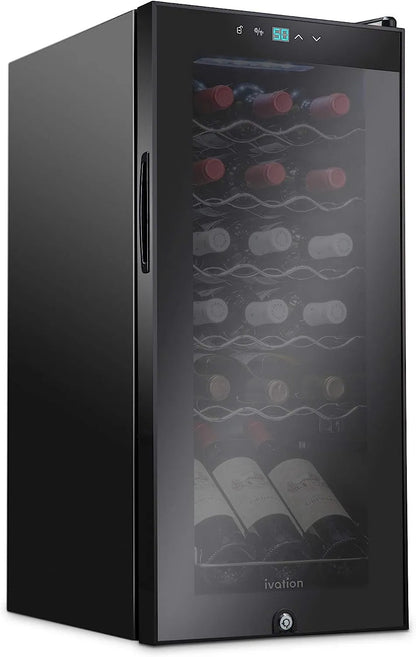 18 Bottle Compressor Wine Cooler Refrigerator With Lock, 41F-64F Digital Temperature Control
