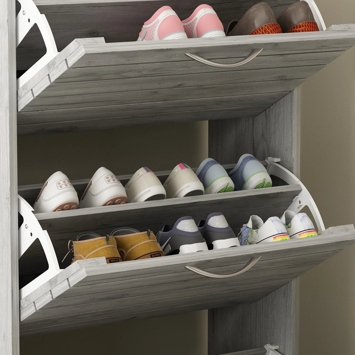 Modern Flip-Down Shoe Storage Cabinet