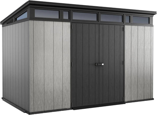Keter Artisan 11x7 Modern Resin Outdoor Storage Shed Kit - Grey & Black