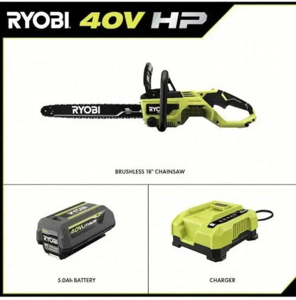 Ryobi 18-Inch 40V Cordless Chainsaw Kit With Battery And Charger - RY40530