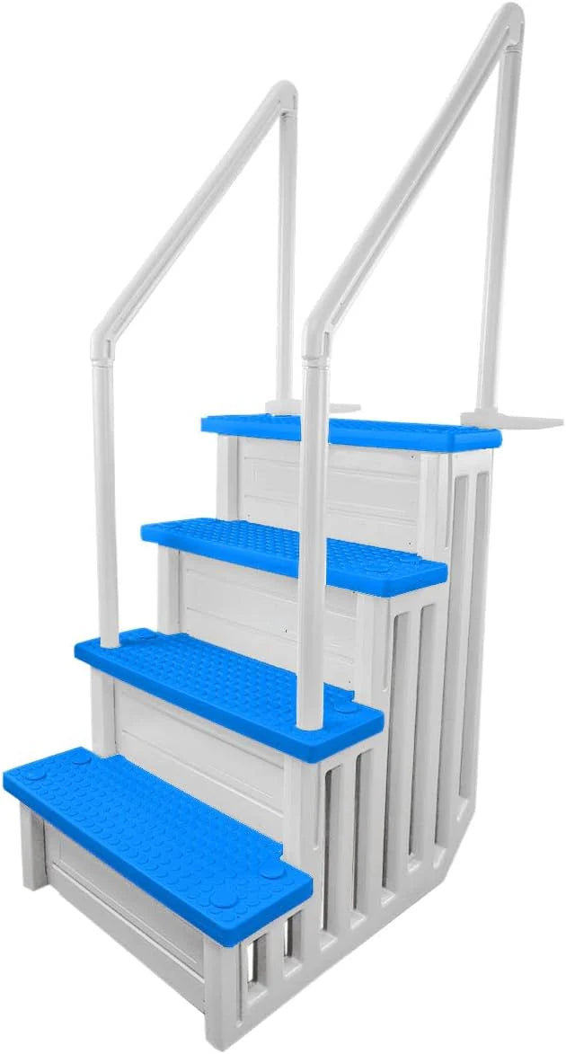 Aqua Select Anti-Slip In-Pool Steps, Gray, 28in W x 81in H, 300 lbs Capacity - For Above Ground Pools